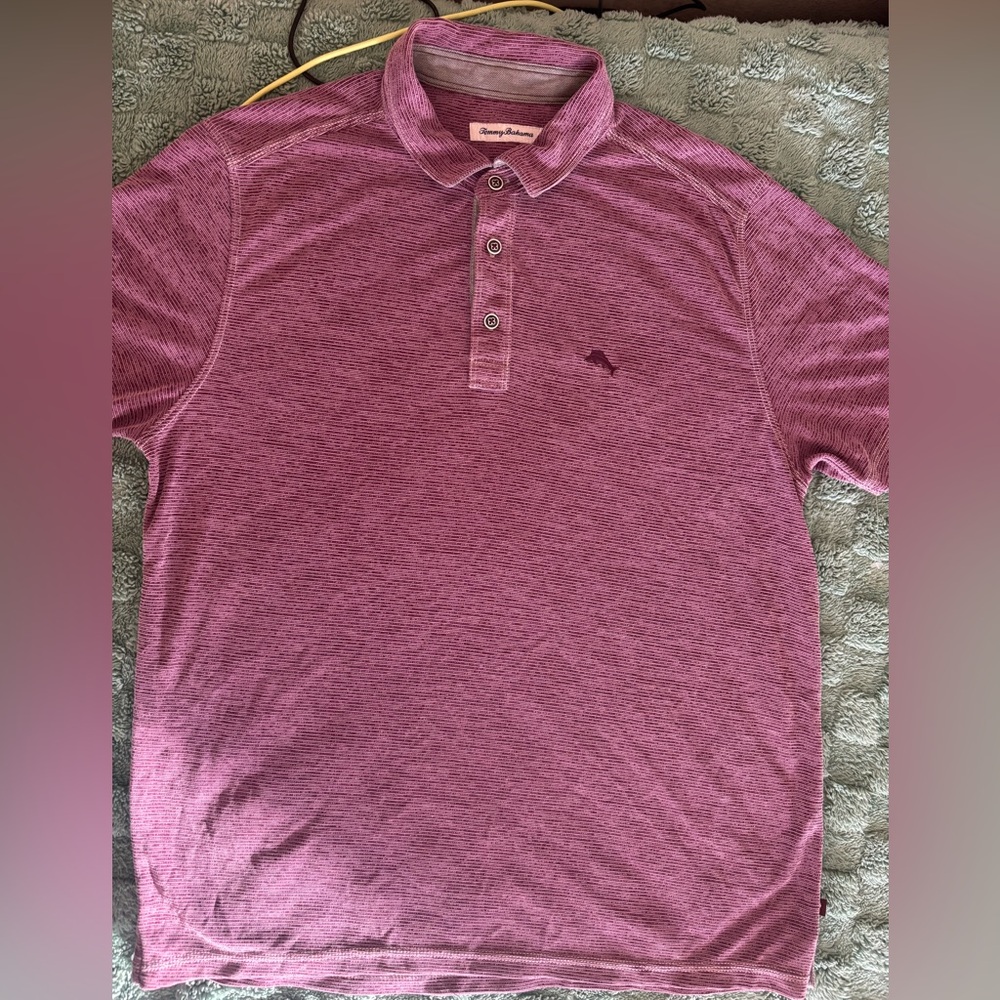Tommy Bahama Men’s Polo Shirt Purple Textured Stretch Golf Casual - Picture 4 of 12